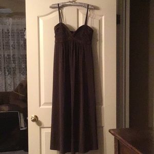 BCBGMAXAZRIA BROWN JERSEY BEADED STRAPLESS GOWN FORMAL DRESS